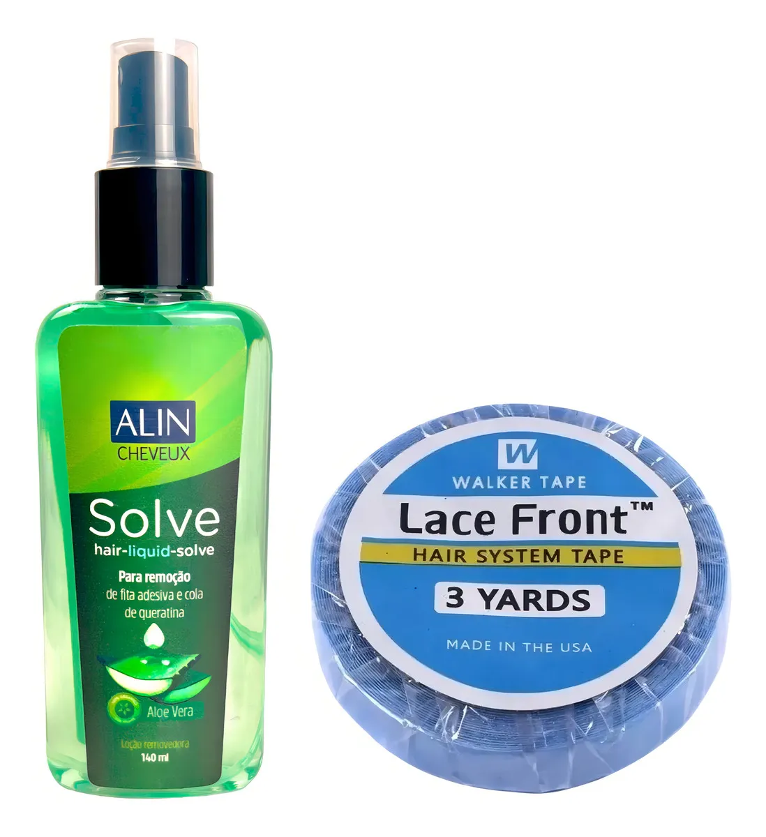 Kit Mega Hair Fita Adesiva Lace Front + Removedor Alin Solve Cor Incolor